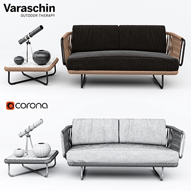 Babylon Sofa and Side Table Set 3D model image 1 