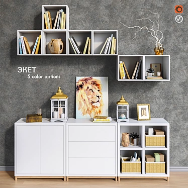 Modular IKEA Furniture Set: EKET Wall & Floor Cabinets, Accessories & Decor 3D model image 1 