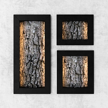 Rustic Bark Wall Panel 3D model image 1 