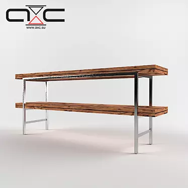 AS-58 Loft Style Solid Wood Floor Shelf 3D model image 1 