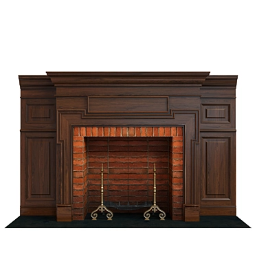 Modern Wooden Fireplace with Panels 3D model image 1 