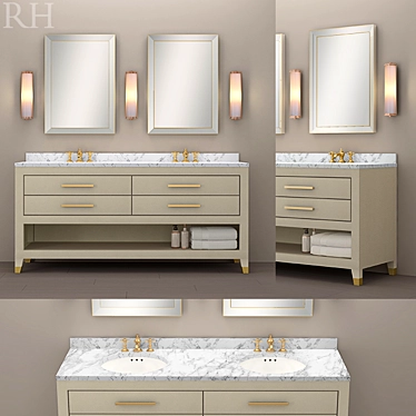 Shagreen Double Washstand in Gray 3D model image 1 