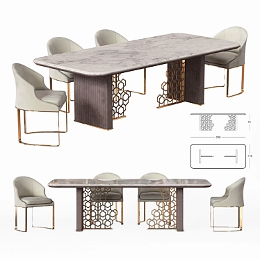 Elegant Excelsior Table Set 3D model image 1 