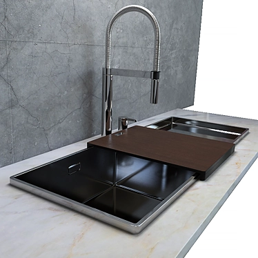 Blanco Attika XL60 Stainless Steel Sink & Culina-s Duo Mixer 3D model image 1 