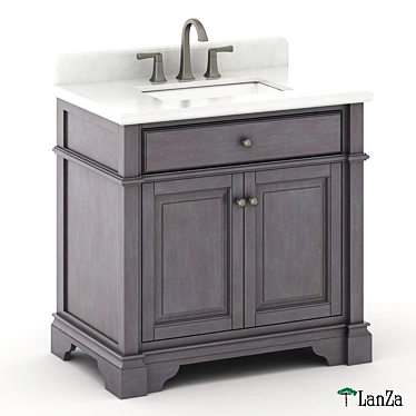 Elegant 30" Wood Vanity with Alpine Mist 3D model image 1 