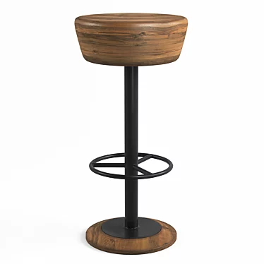 Natural Wood Seat Bar Stool 3D model image 1 
