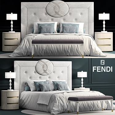 Luxurious Fendi Cameo Maxi Bed 3D model image 1 