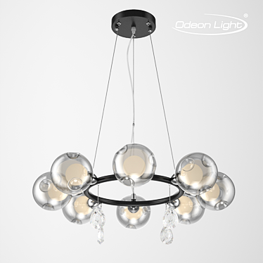 Sleek Magnum Chandelier - Matte Black, Smoky Glass 3D model image 1 