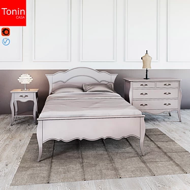 Elegant Tonincasa Bedroom Set 3D model image 1 