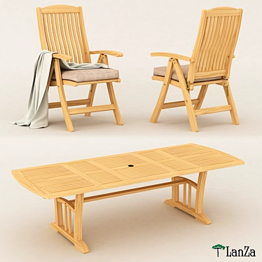 Teak Outdoor Dining Set 3D model image 1 