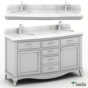 Elegant 60" Double Sink Vanity 3D model image 1 