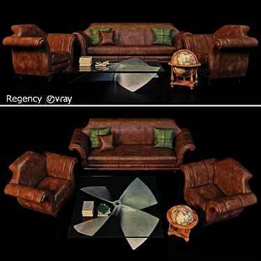 Elegant Regency Collection Sofa 3D model image 1 