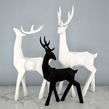 Elegant Deer Sculpture 3D model image 1 