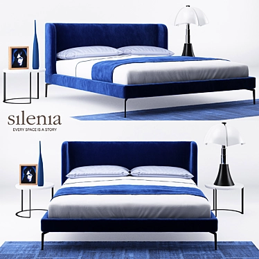 Modern Silenia Neocon Bed & Zero Marble Table Set 3D model image 1 