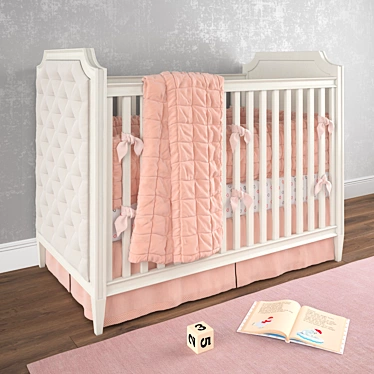 Alexandra Tufted Panel Crib - Deluxe Nursery Essential 3D model image 1 