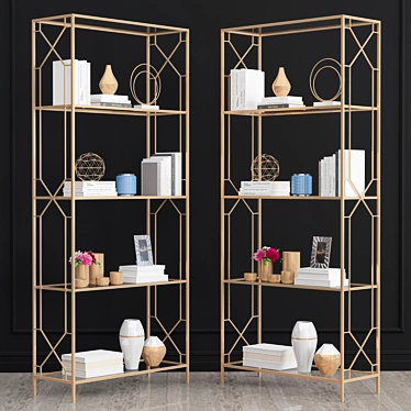 Modern Glass Etagere Shelf 3D model image 1 