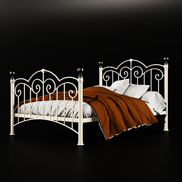 Classic Metal Bed Frame with Decorative Castings 3D model image 1 