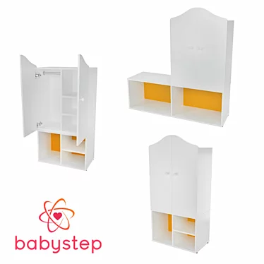 Title: Classic BabyStep Wardrobe: Versatile Design with Removable Shelf 3D model image 1 