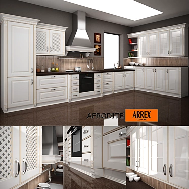 Elegant AFRODITE Corner Kitchen by ARREX 3D model image 1 