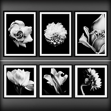 Floral Triptych Canvas Set 3D model image 1 