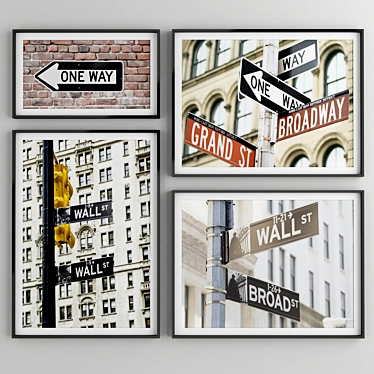 NY Street Signs Collection with Frame 3D model image 1 