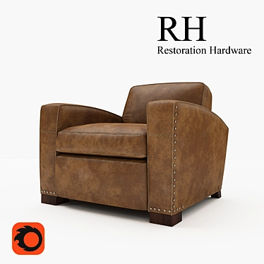 Classic Leather Library Chair 3D model image 1 