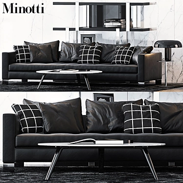 Modern Minotti Set with Pollock Sofa and Dalton Shelf 3D model image 1 