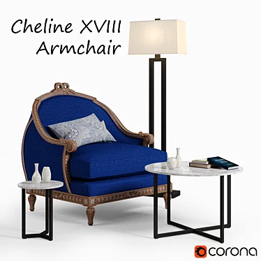 Chic Chelini Armchair & Robert Abbey Lamp 3D model image 1 