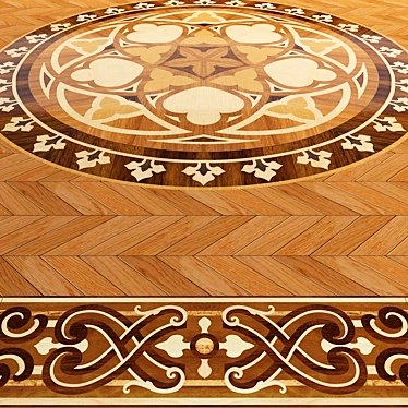 Artistic Parquet Da Vinci: 12 Rosette Designs, 3900x2500 Panel Size 3D model image 1 