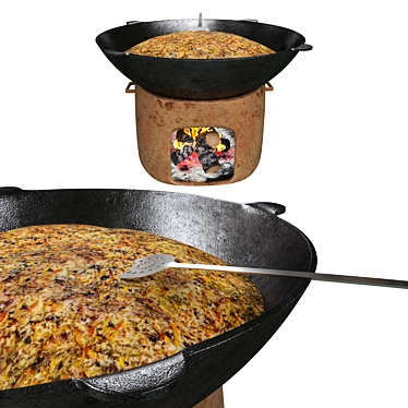 Uzbek Palov Kazan: Authentic Pilau Cookware 3D model image 1 