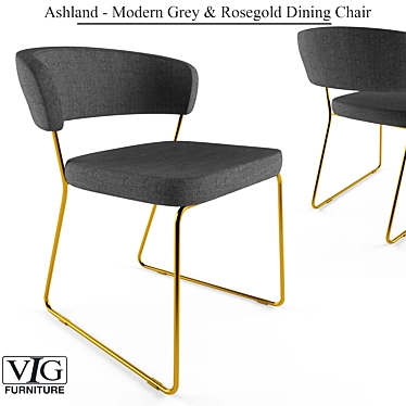 Ashland: Gray & Rosegold Dining Chair 3D model image 1 