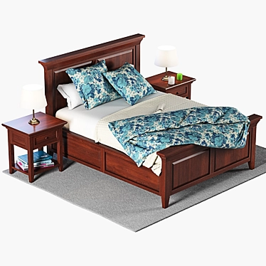 Modern Classic Bed with Storage 3D model image 1 