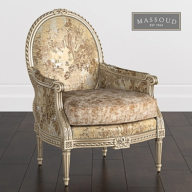 Handcrafted Massoud Tea Garden Chair: Red Wood, Luxurious Upholstery 3D model image 1 