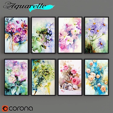 Aquarelle Set 36: 14 Artworks 3D model image 1 