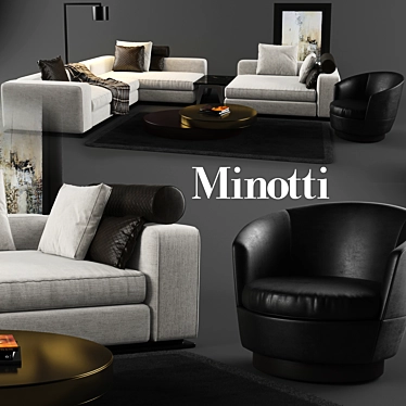 Luxury Minotti Set: Leonard Sofa, Jacques Armchair, Kirk Table 3D model image 1 