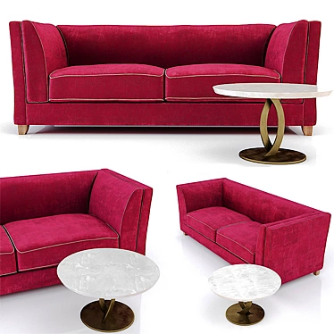 Modern Velvet Sofa Set 3D model image 1 