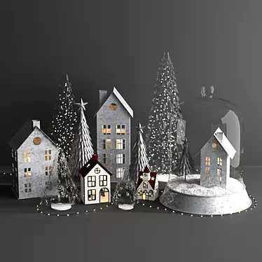 Title: Festive Galvanized Christmas Decor Set 3D model image 1 