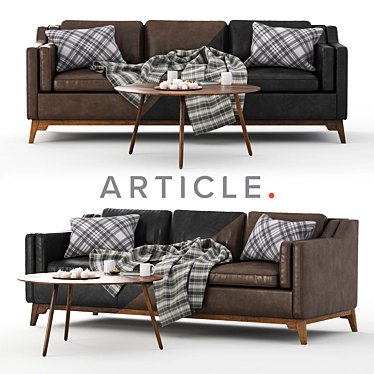 Modern Worthington Armchair & Amoeba Coffee Table 3D model image 1 