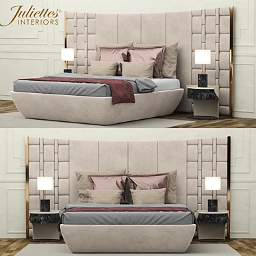 Luxury Italian Leather Bed 3D model image 1 