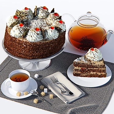 Sliced Delight: Cake and Slice 3D model image 1 