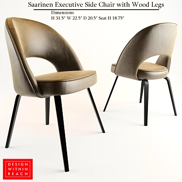 Elegant Saarinen Wood-Legged Chair 3D model image 1 