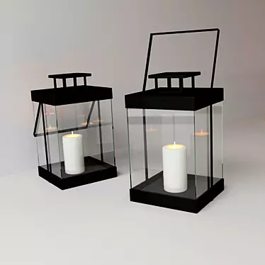 Modern Nordic Hurricane Lantern 3D model image 1 