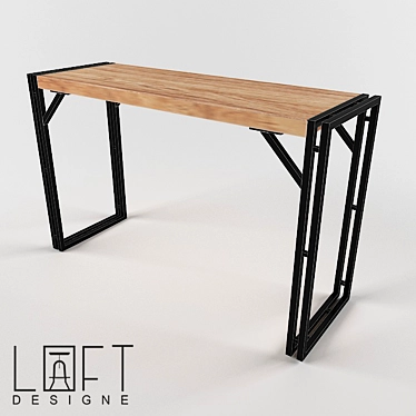 Metal and Wood Console: Industrial Loft Style 3D model image 1 