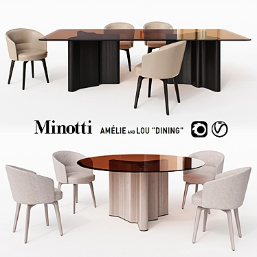 Minotti Amelie and Lou Dining Set 3D model image 1 