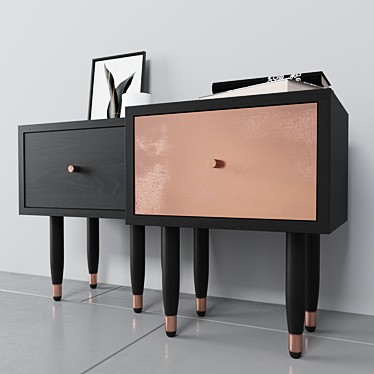 Elegant Eldfell Bedside Table: Sleek Design & Functional 3D model image 1 