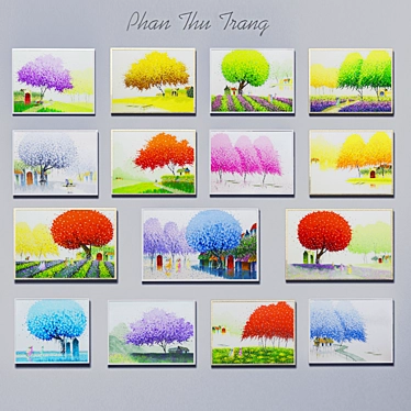 Title: Vibrant Landscapes by Phan Thu Trang (Set of 15) 3D model image 1 
