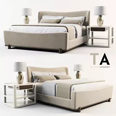 Elegant Eden King Bed: Theodore Alexander Bedroom Set 3D model image 1 