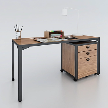 Elegant Chester Desk and Wagon 3D model image 1 
