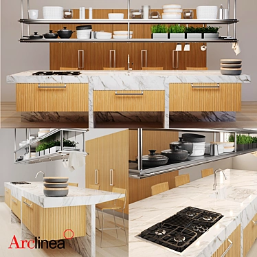 Luxury Kitchen: Arclinea Lignum et lapis 3D model image 1 