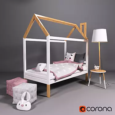Yoko-Loko Kids House Bed Set 3D model image 1 